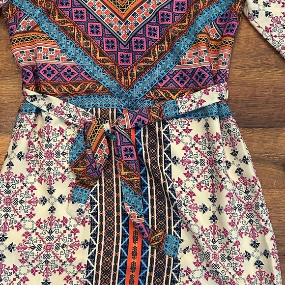 Bohemian Boho Mini Dress Women's Colorful Pink Owl 3/4 Women’s Size Small - Picture 8 of 8